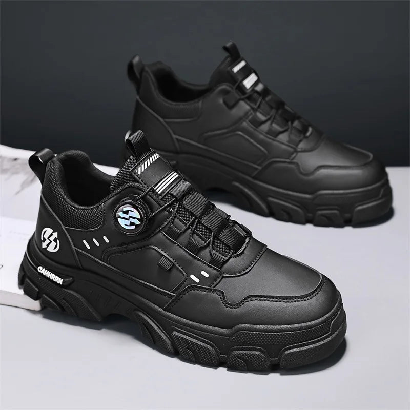 Men's boots autumn and winter new rotating shoelaces fashion casual boots youth outdoor boots anti slip soft sole workwear boots
