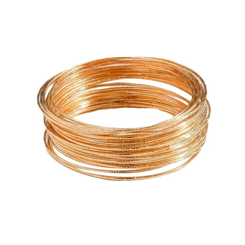30 Pieces Metal Bangles Set For Women Timeless Fashion Jewelry Trendy Classic Styles Textured Thin Circles Colorful Gifts