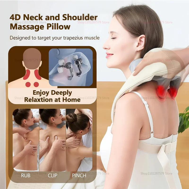 Neck Massager with Heat, Shoulder Massager, Shiatsu Neck and Back Massager, Muscle Pain Relief-Office, Home & Car
