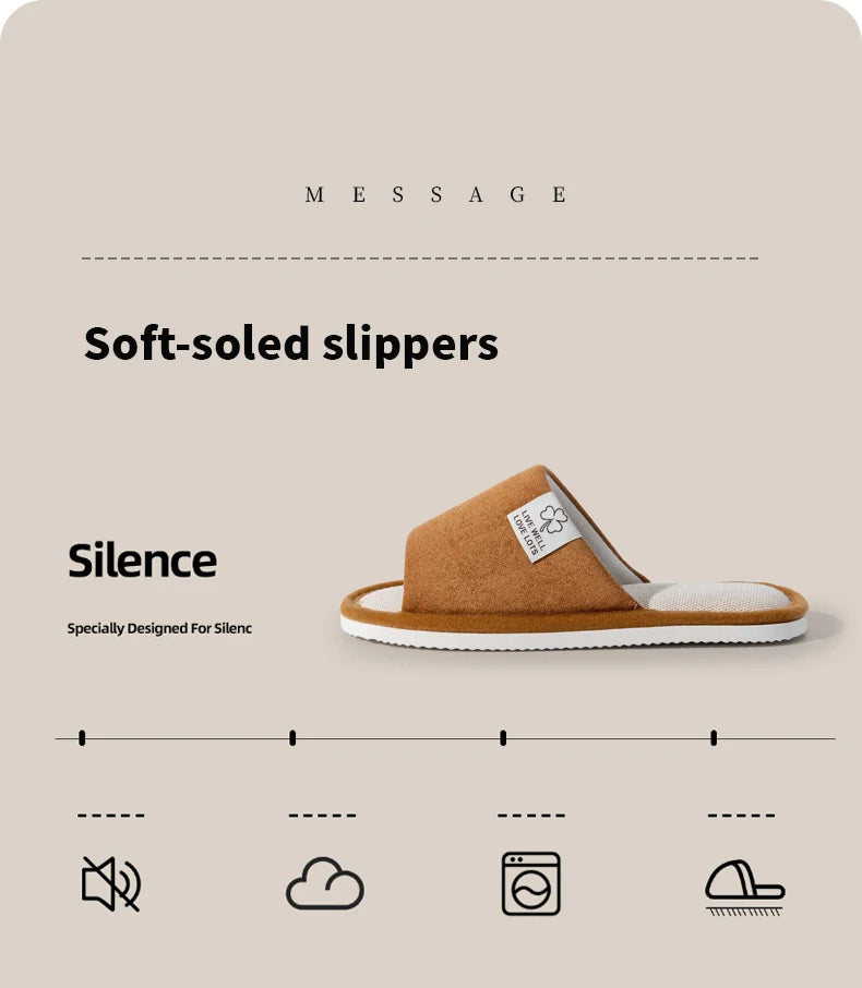 Slippers for Men，Non-Slip Soft-Soled Indoor House Slippers for Spring&Summer, All-Season Linen Home Comfortable Slippers