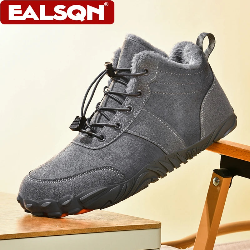 Boots Men's Non-Slip Casual Walking Shoes Wear-Resistant Mountain Hiking Sneaker Outdoor Winter Warm Cotton Shoes