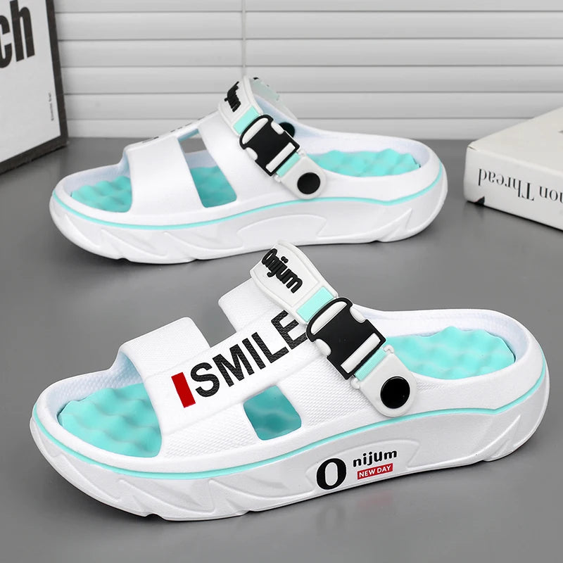 2025 New Men's Massage Slippers Indoor Outdoor Sandals Beach Comfortable Soft Slides Clogs Casual Shoes Men Women Home Slippers