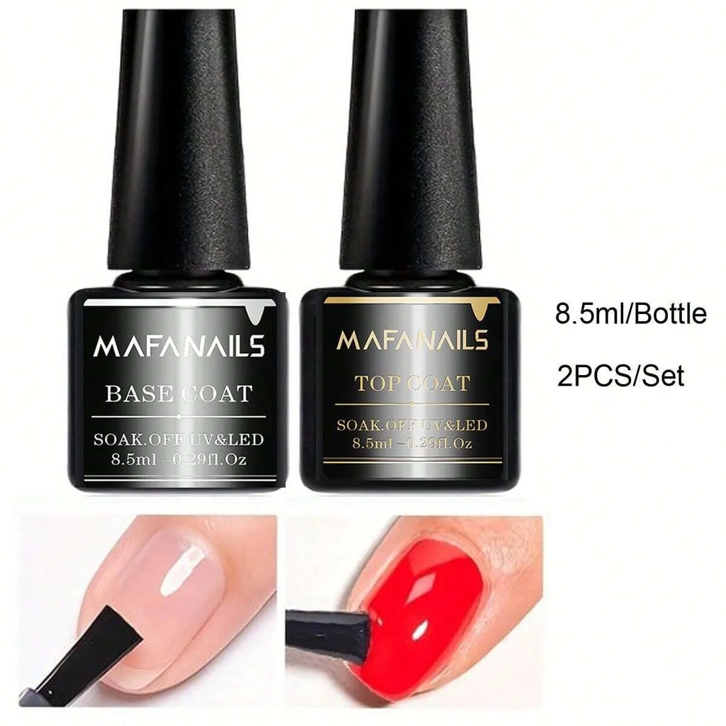 2pcs 8.5ml No Wipe Gel Top Coat And Base Coat Set Soak Off LED Clear Gel Base Top Gel Long Lasting Gel Polish Base &Top Coat Gel