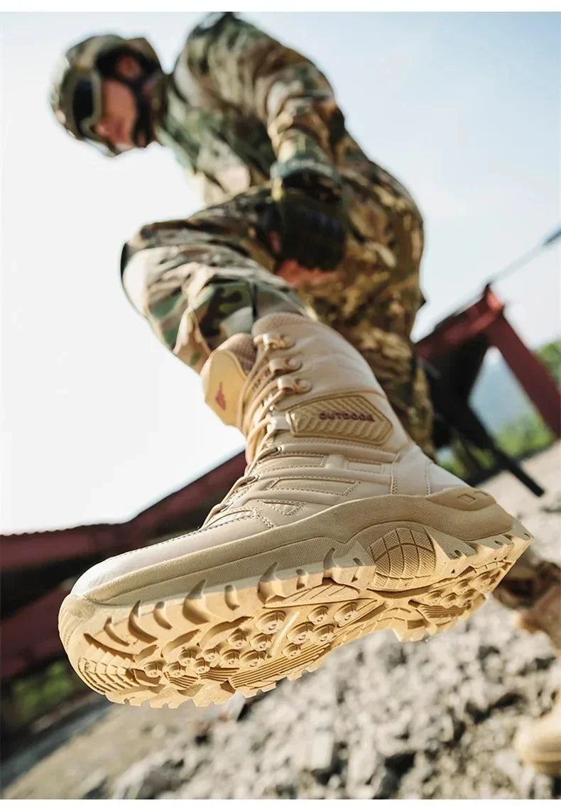 Black Boots Men High-quality Brand High Top Boots Desert Combat Men's Hiking shoe Outdoor Shoes Anti Slip Hiking Ankle Boots