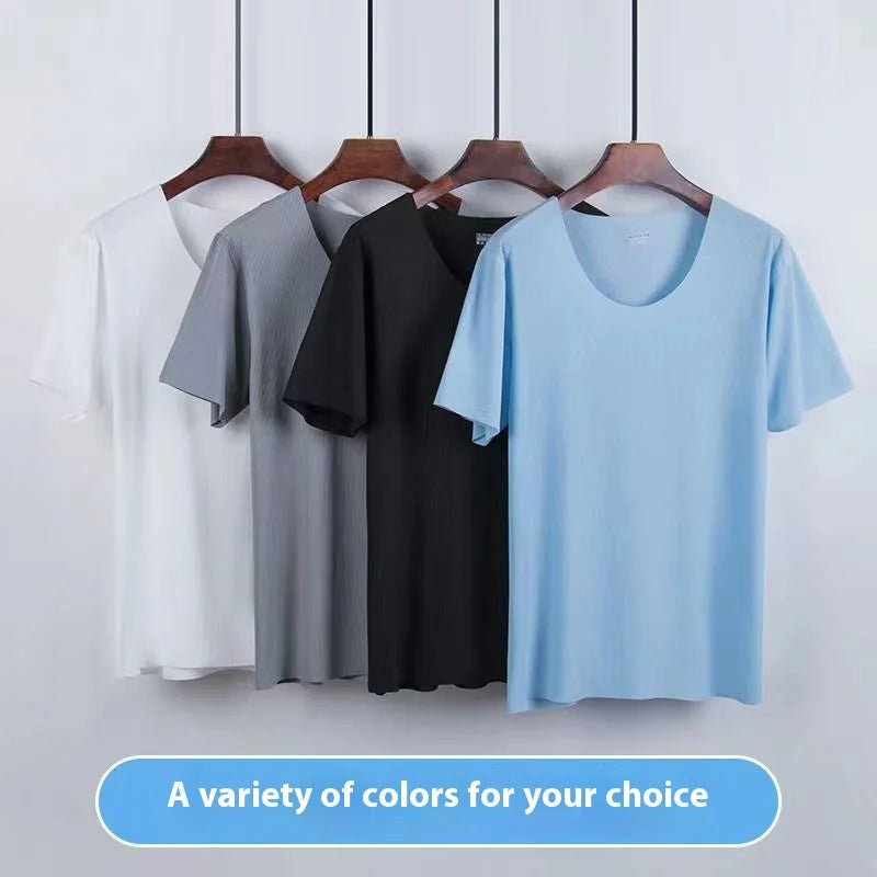 Men's Pajamas Homewear Short-Sleeved T-Shirt Youth Sports and Leisure Loose Elastic Tops and Pants Solid 2PCS/Set Four Season