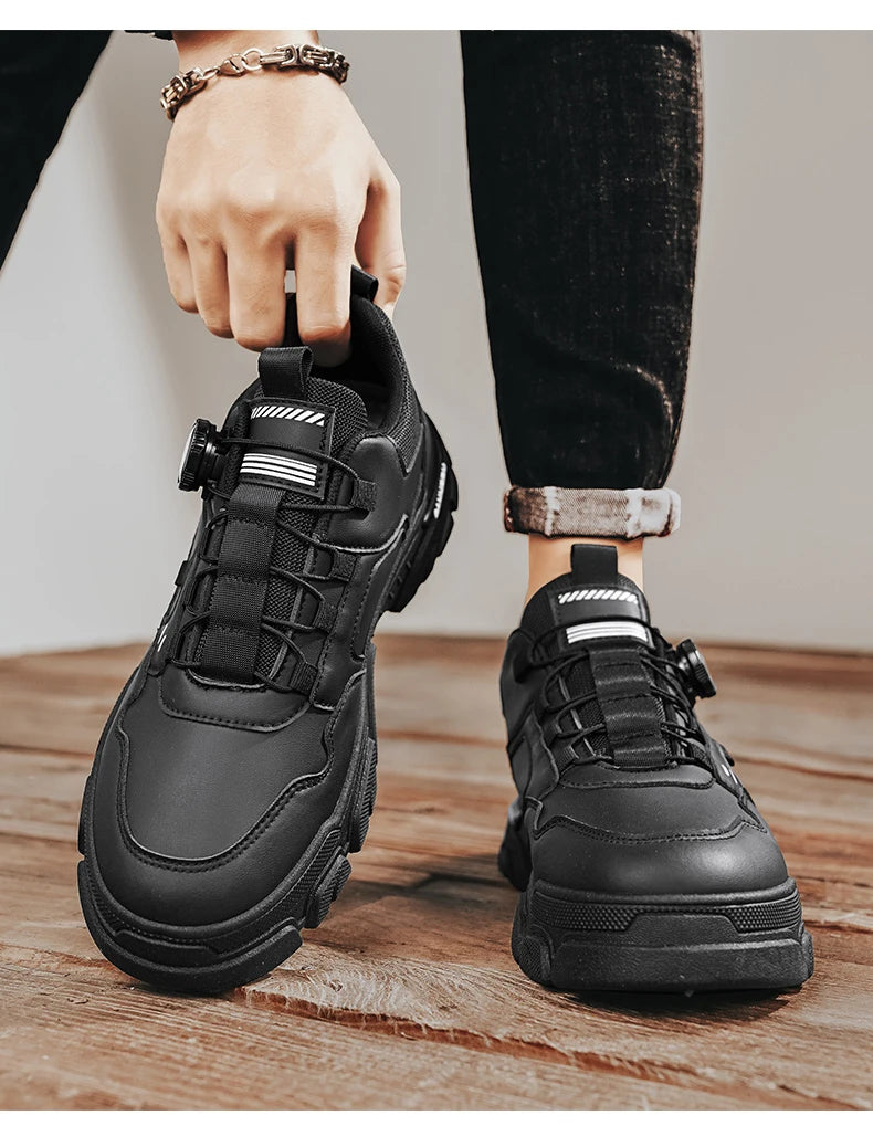 Men's boots autumn and winter new rotating shoelaces fashion casual boots youth outdoor boots anti slip soft sole workwear boots