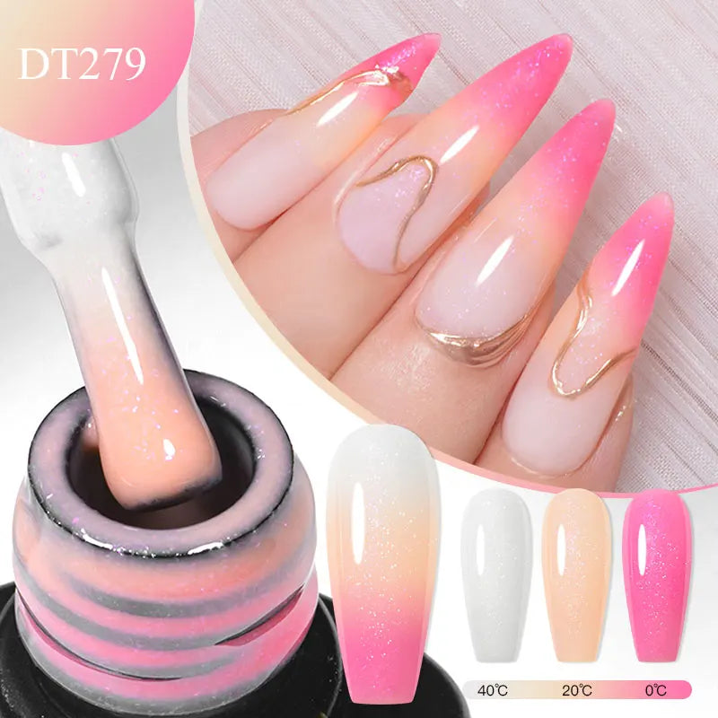 7ml Thermal Gel Nail Polish 3 Layers Temperature Color Changing Gel Winter Grey Semi Permanent Soak Off Nails Art UV Gel Varnish
