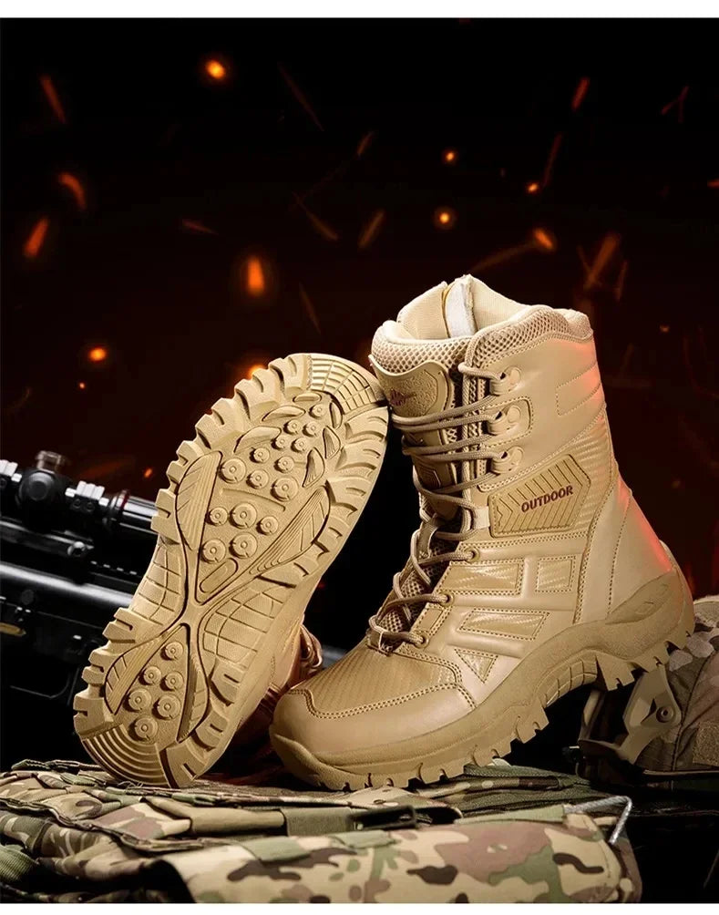 Black Boots Men High-quality Brand High Top Boots Desert Combat Men's Hiking shoe Outdoor Shoes Anti Slip Hiking Ankle Boots