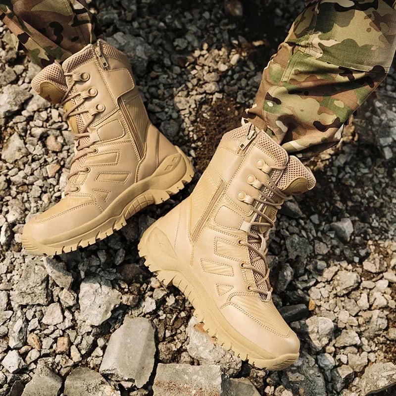 Black Boots Men High-quality Brand High Top Boots Desert Combat Men's Hiking shoe Outdoor Shoes Anti Slip Hiking Ankle Boots