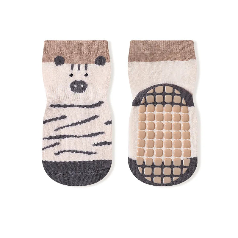 5 Pairs Kids Non-Slip Socks Cute Cartoon Pattern Baby Boys Girls Floor Socks Comfortable Breathable for Toddler Children