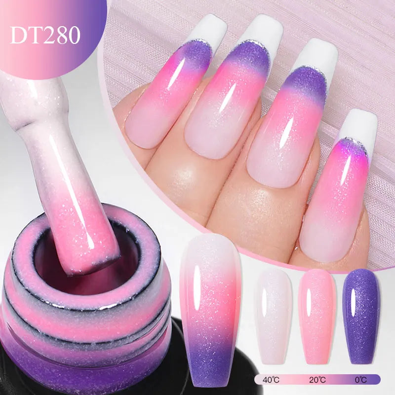 7ml Thermal Gel Nail Polish 3 Layers Temperature Color Changing Gel Winter Grey Semi Permanent Soak Off Nails Art UV Gel Varnish