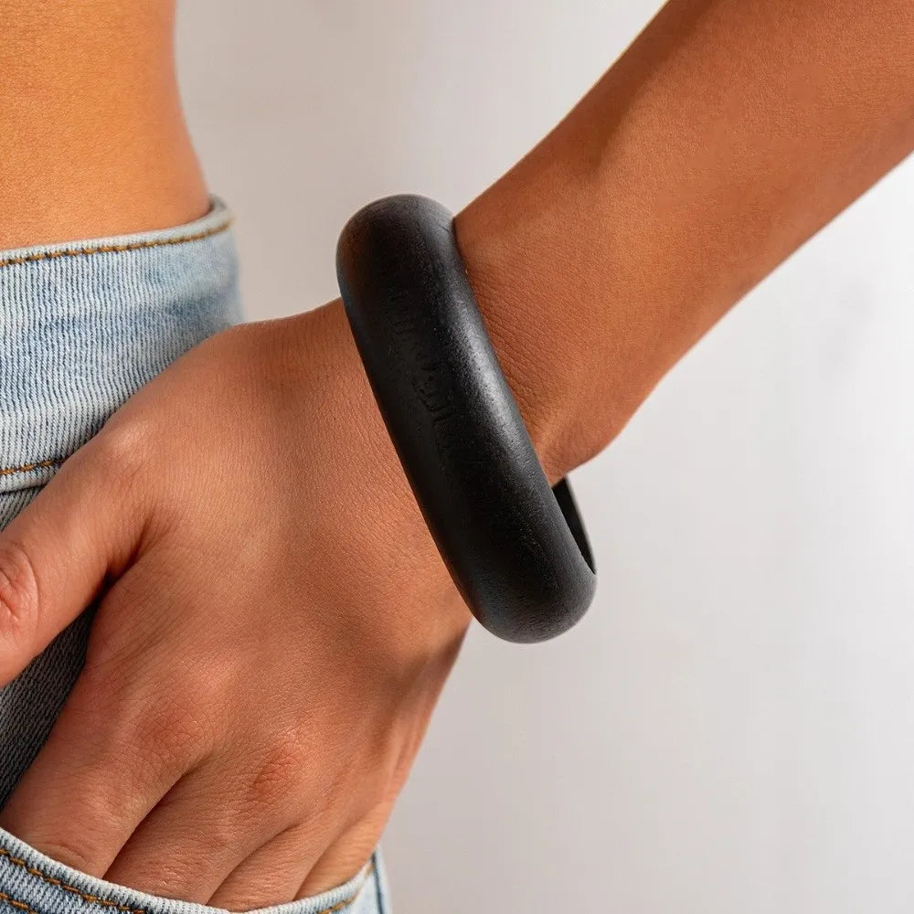 Elegant New Wide Wooden Bangles Round Geometric Square Bracelets Thick Women Bangles Girl Jewelry Accessories Girl Ladies Gift