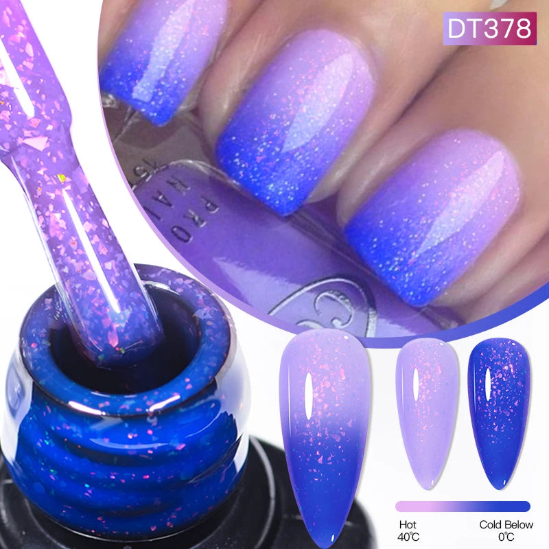 7ml Thermal Gel Nail Polish 3 Layers Temperature Color Changing Gel Winter Grey Semi Permanent Soak Off Nails Art UV Gel Varnish