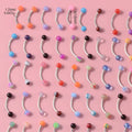 50PCS Colorful Ball Horseshoe Nose Ring Septum Eyebrow Nose Piercing Jewelry Steel Acrylic Nose Lip Ear Daith Helix Earring