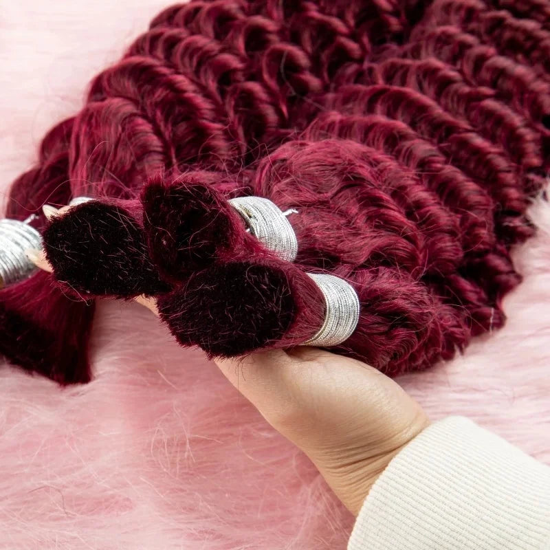 16-24 Inch Deep Wave Human Braiding Hair 100% Unprocessed Human Hair Braiding Hair No Weft Curly Bulk Human Hair for Braiding