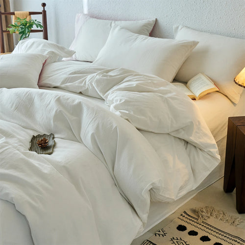 100% Cotton Duvet Cover Yarn-dyed Washed Cotton Quilt Cover Luxury Ultra Soft Wrinkle Resistant Bedding Comforter Cover