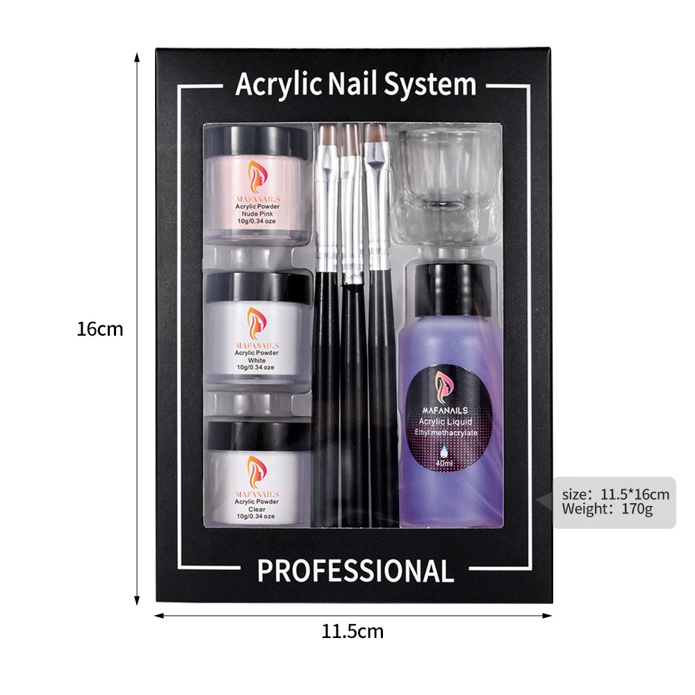 Crystal Powder Set Nail Acrylic Powder and Liquid Monomer Nails Art Decoration For Manicure Crystal Nail Glitter 3D Nail Tools