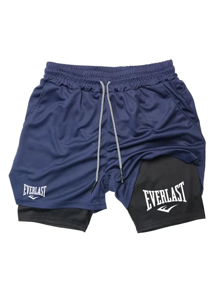 Men Running Shorts  Double-deck Sport Shorts Sportswear Gym Fitness Short Pants Training Jogging Bottom Men's Clothing