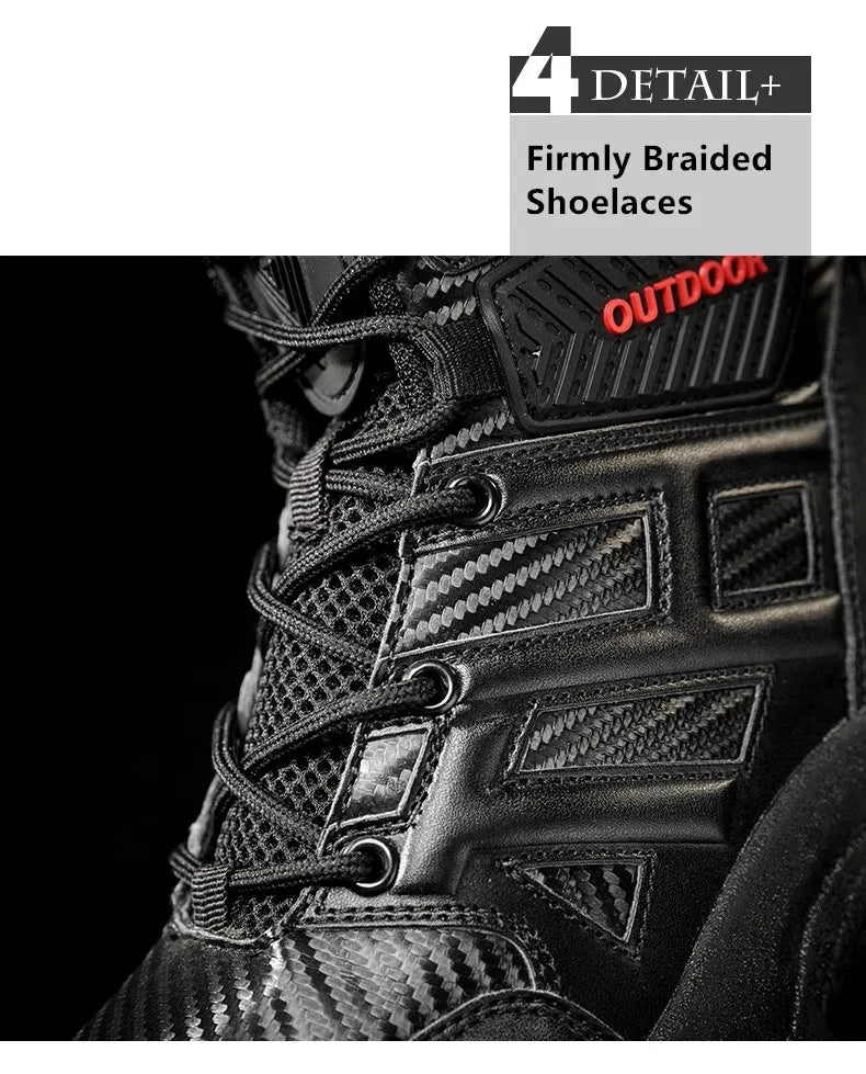 Black Boots Men High-quality Brand High Top Boots Desert Combat Men's Hiking shoe Outdoor Shoes Anti Slip Hiking Ankle Boots