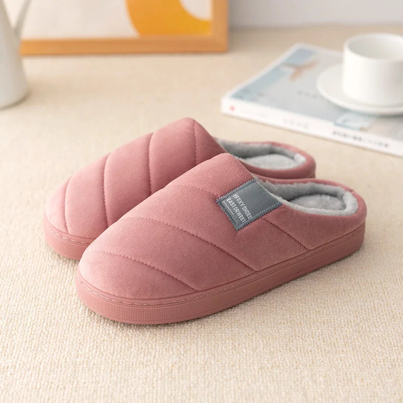 Men's and women's indoor plush warm cotton shoes thick bottom non-slip waterproof slippers winter indoor couple bedroom slippers