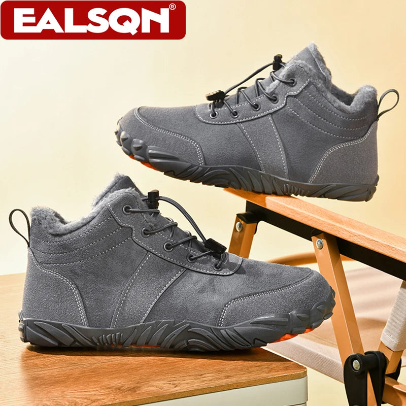 Boots Men's Non-Slip Casual Walking Shoes Wear-Resistant Mountain Hiking Sneaker Outdoor Winter Warm Cotton Shoes