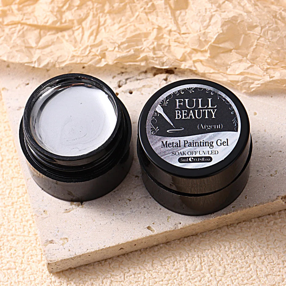 5mlGold Silver Metallic Chrome 3D Painting Gel Polish Super Bright Rose Gold Mirror Metal Gel Drawing UV/LED  Semi Permanent Gel