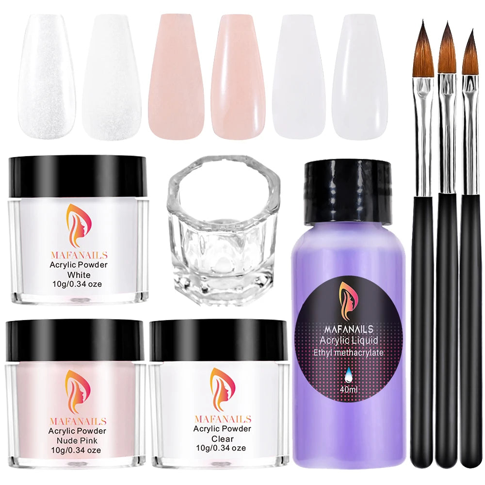 Crystal Powder Set Nail Acrylic Powder and Liquid Monomer Nails Art Decoration For Manicure Crystal Nail Glitter 3D Nail Tools