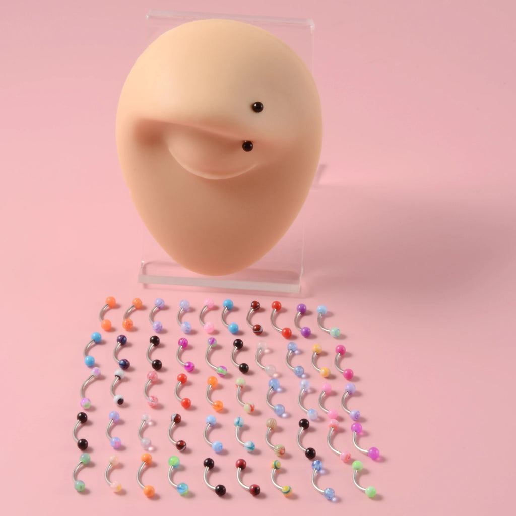 50PCS Colorful Ball Horseshoe Nose Ring Septum Eyebrow Nose Piercing Jewelry Steel Acrylic Nose Lip Ear Daith Helix Earring