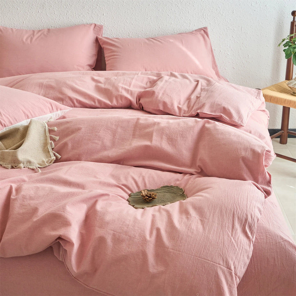 100% Cotton Duvet Cover Yarn-dyed Washed Cotton Quilt Cover Luxury Ultra Soft Wrinkle Resistant Bedding Comforter Cover