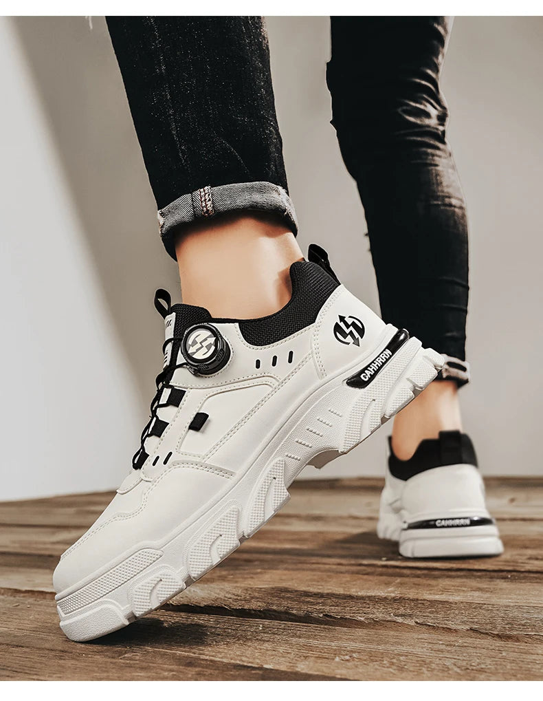 Men's boots autumn and winter new rotating shoelaces fashion casual boots youth outdoor boots anti slip soft sole workwear boots