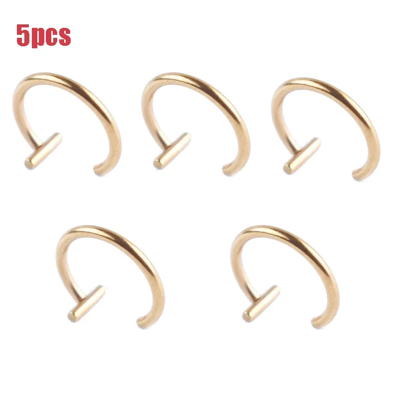5Pcs/set Lip Nose Rings Neutral Punk Lip-shaped Ear Nose Clip Fake Diaphragm with Perforated Lip Hoop Body Jewelry Steel Ring
