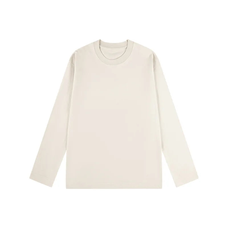 2026 100% Cotton T Shirt Women Autumn Winter Ribbed Causal O-Neck Basic Long Sleeve Harajuku Tops Fashion Loose Versatile Tees