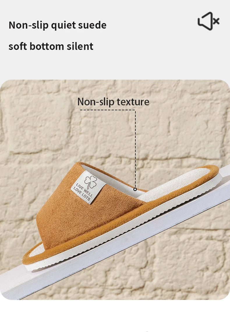 Slippers for Men，Non-Slip Soft-Soled Indoor House Slippers for Spring&Summer, All-Season Linen Home Comfortable Slippers