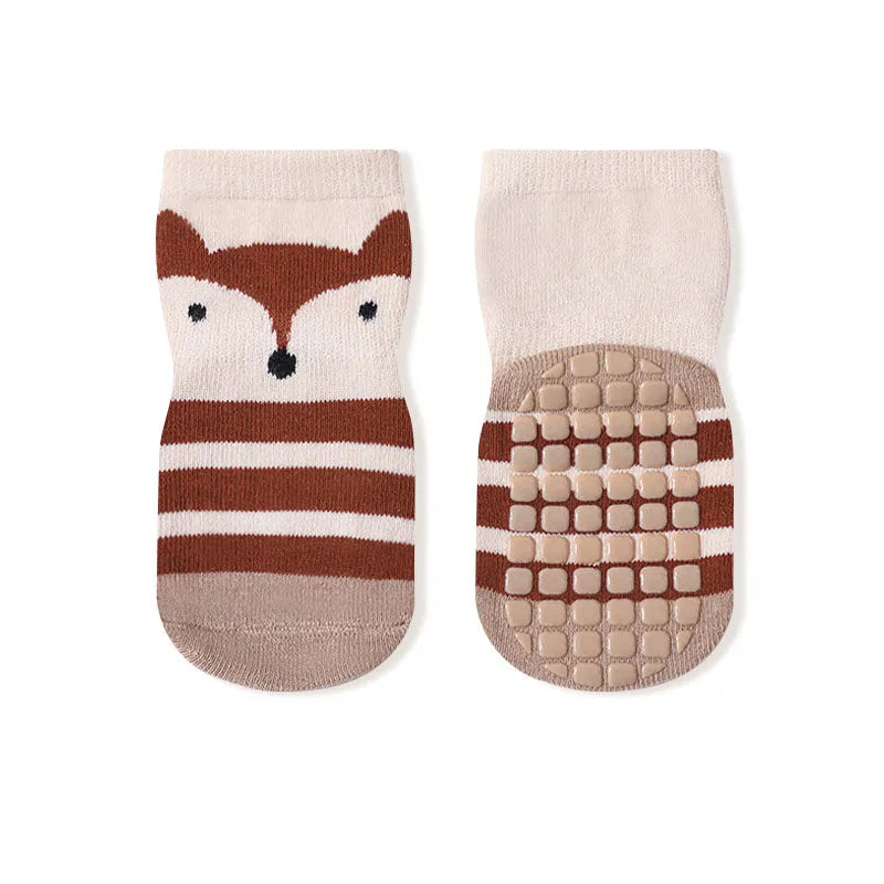 5 Pairs Kids Non-Slip Socks Cute Cartoon Pattern Baby Boys Girls Floor Socks Comfortable Breathable for Toddler Children