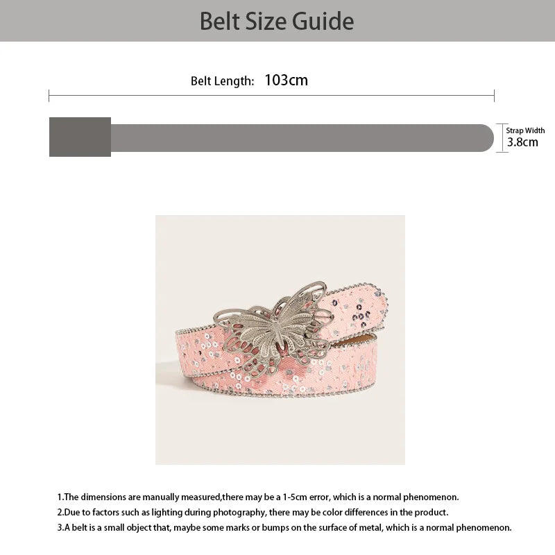 Y2K Butterfly Leather Belt For Women Pink Waistband Punk Waistband Retro Bride Decoration Gothic Accessories Dress Jeans Belt