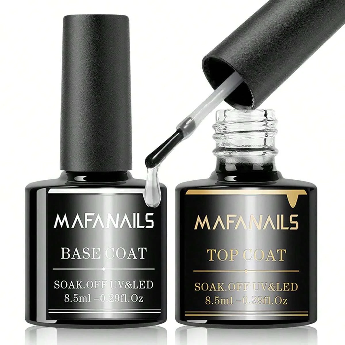 2pcs 8.5ml No Wipe Gel Top Coat And Base Coat Set Soak Off LED Clear Gel Base Top Gel Long Lasting Gel Polish Base &Top Coat Gel