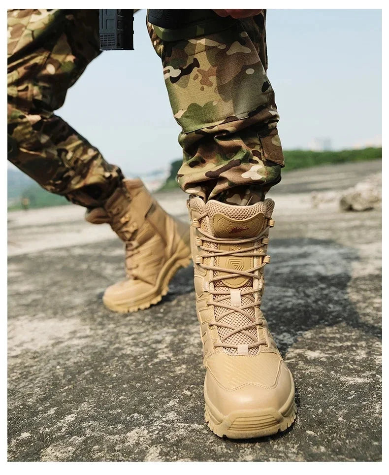 Black Boots Men High-quality Brand High Top Boots Desert Combat Men's Hiking shoe Outdoor Shoes Anti Slip Hiking Ankle Boots