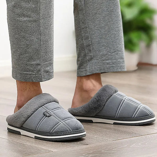 House Slippers for men Warm Memory Foam Soft Cushion Living Room Non Slip Indoor Comfortable Male Winter Bedroom Shoes Home ﻿