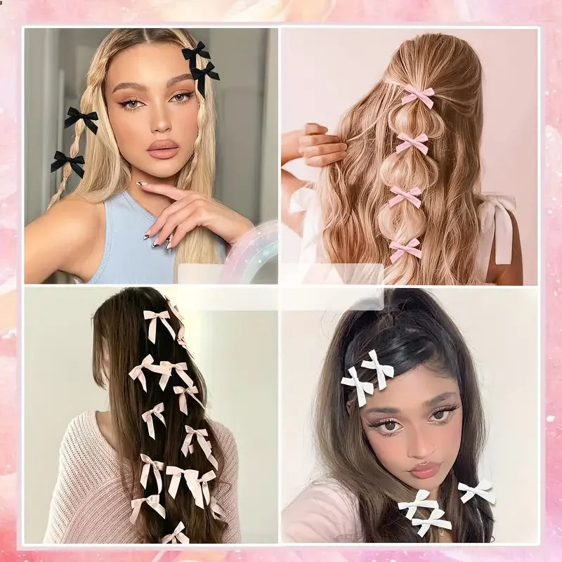30 Pieces Y2K Style Mini Bow Hair Clip Set - Cute And Sweet Anti Slip Ribbon Hair Clip Suitable For All Hairstyles