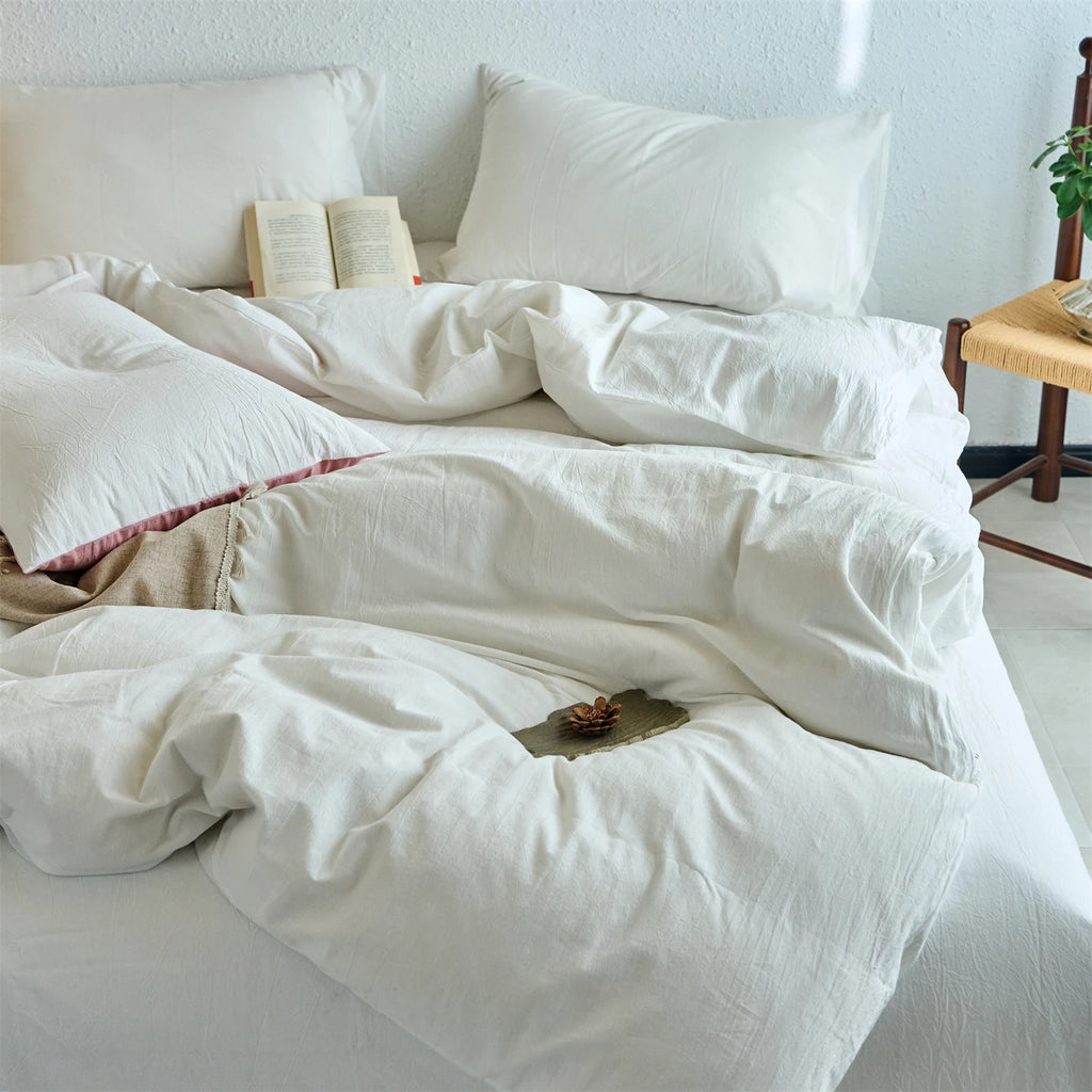 100% Cotton Duvet Cover Yarn-dyed Washed Cotton Quilt Cover Luxury Ultra Soft Wrinkle Resistant Bedding Comforter Cover
