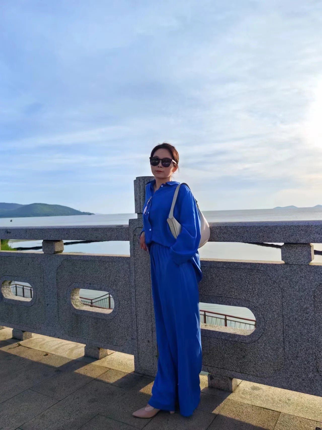 Women Linen Casual Shirt 2 Pieces Set Fashion Lapel Long Sleeve Button Blouse And Trousers Outfits Loose Wide Leg Pants Suits