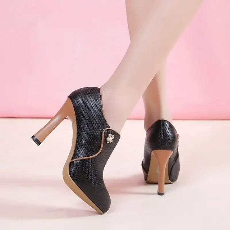 Women's Bare Boots 2024 Spring New Designer Shoes Pointed Toe High Heels Dress Shoes Woman Stilettos Pointed Toe Pumps Fashion