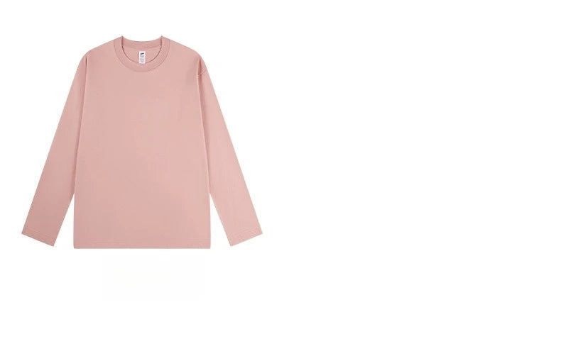 2026 100% Cotton T Shirt Women Autumn Winter Ribbed Causal O-Neck Basic Long Sleeve Harajuku Tops Fashion Loose Versatile Tees