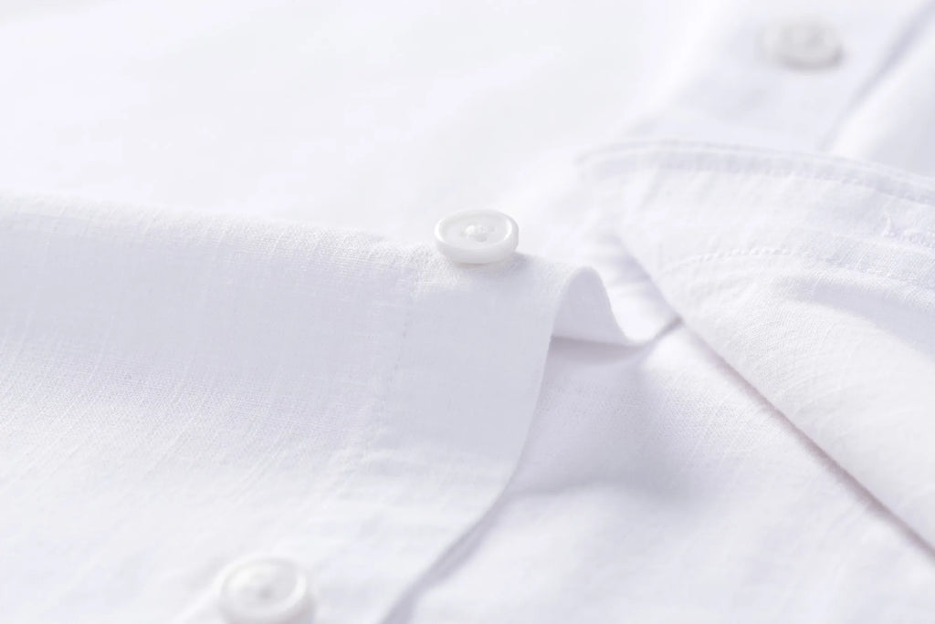 Premium Linen Long-Staple Cotton Shirt Men's Casual Long Sleeve Solid Color Breathable Slim Fit Business Social Blouse Tops