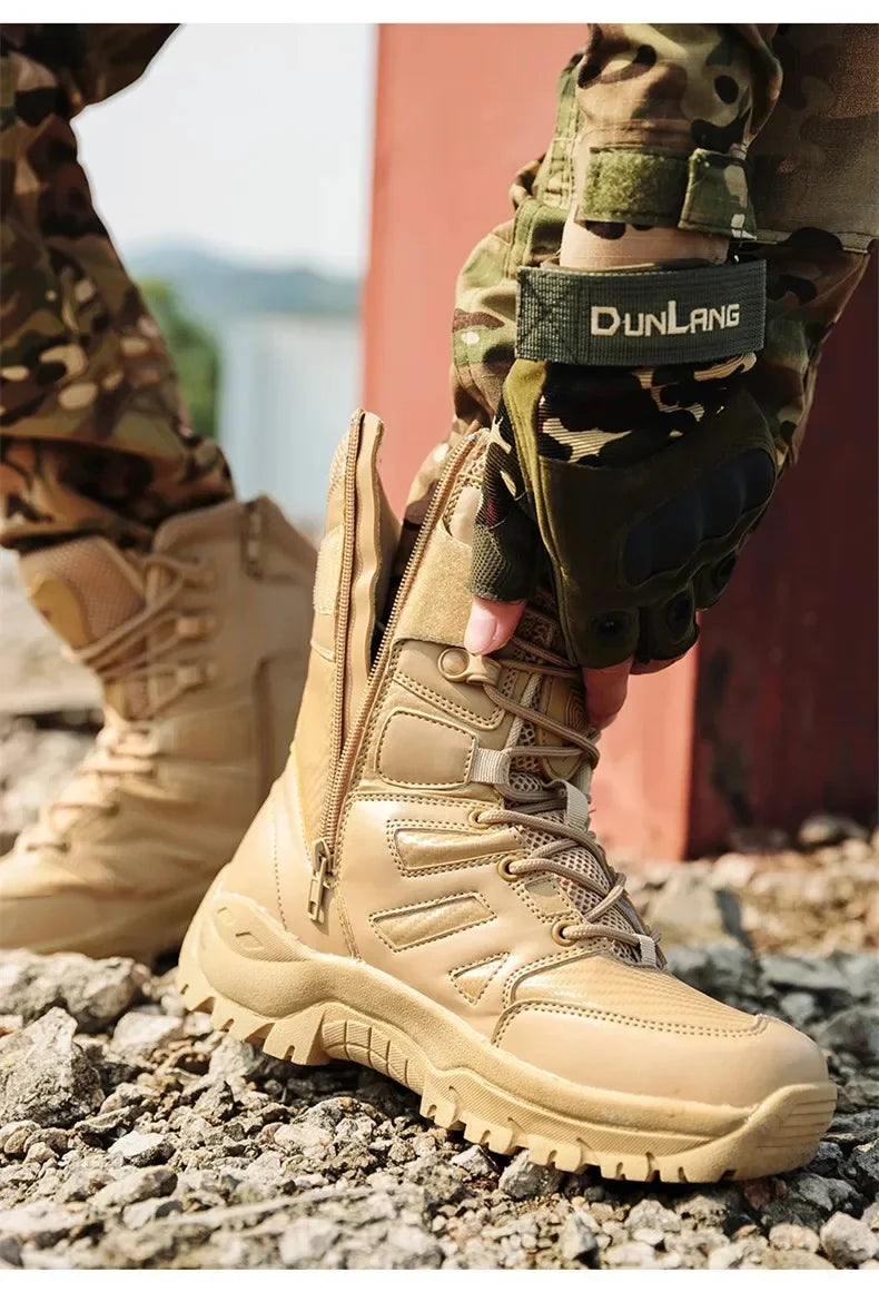 Black Boots Men High-quality Brand High Top Boots Desert Combat Men's Hiking shoe Outdoor Shoes Anti Slip Hiking Ankle Boots