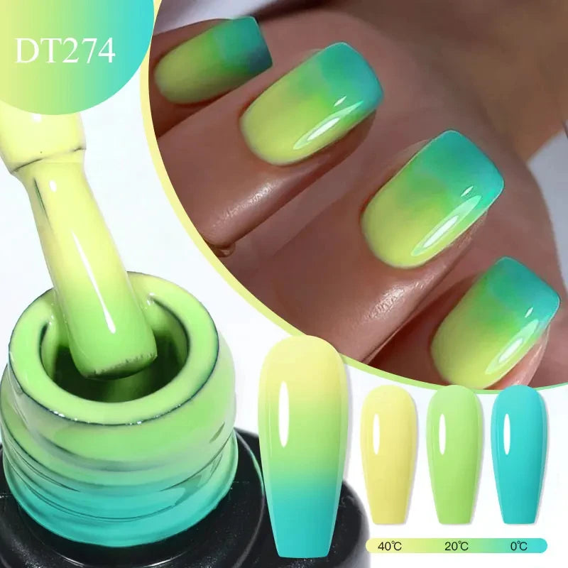 7ml Thermal Gel Nail Polish 3 Layers Temperature Color Changing Gel Winter Grey Semi Permanent Soak Off Nails Art UV Gel Varnish