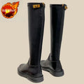 Women's Long Boots Round Toe Winter 2025 Ladies Knee High Shaft Shoes Large Size Warm Spring Autumn Y2k Trend Pu Hot Work Sale