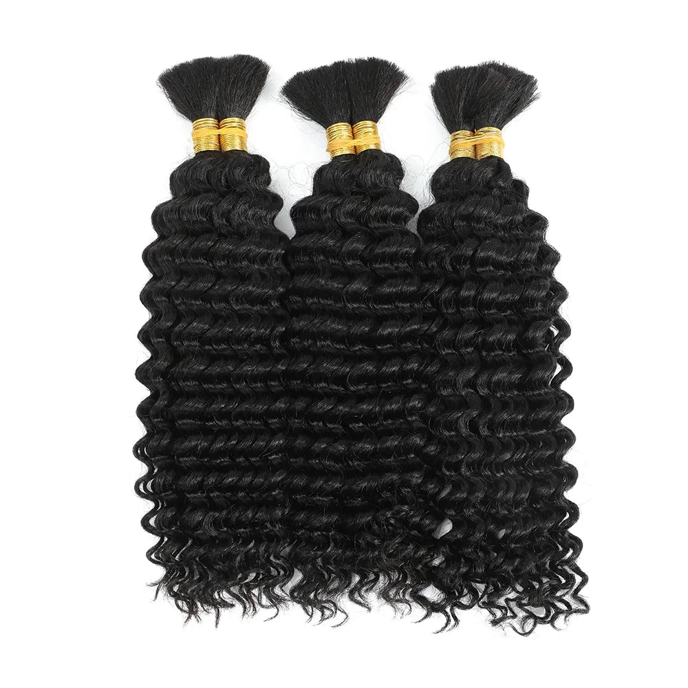 16-24 Inch Deep Wave Human Braiding Hair 100% Unprocessed Human Hair Braiding Hair No Weft Curly Bulk Human Hair for Braiding