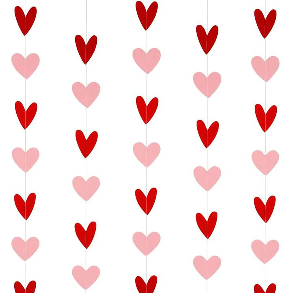 6Pcs Red/White Anniversary Heart Love Spiral Swirl Hanging Garland Balloon Straws for Valentine's Day Wedding Party Decorations