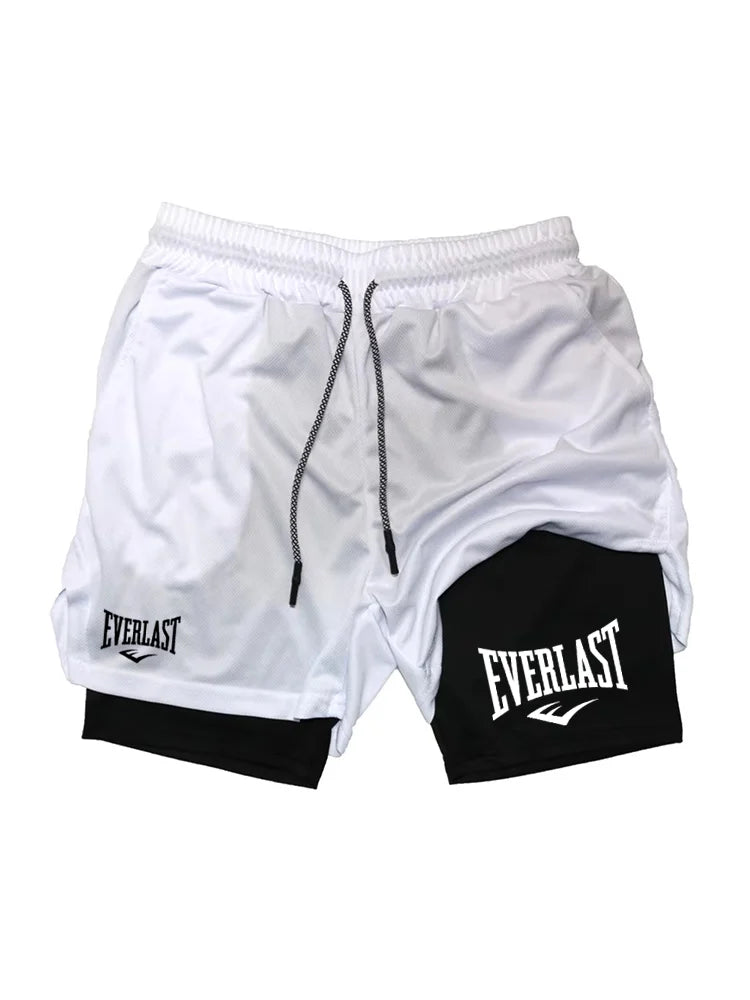 Men Running Shorts  Double-deck Sport Shorts Sportswear Gym Fitness Short Pants Training Jogging Bottom Men's Clothing